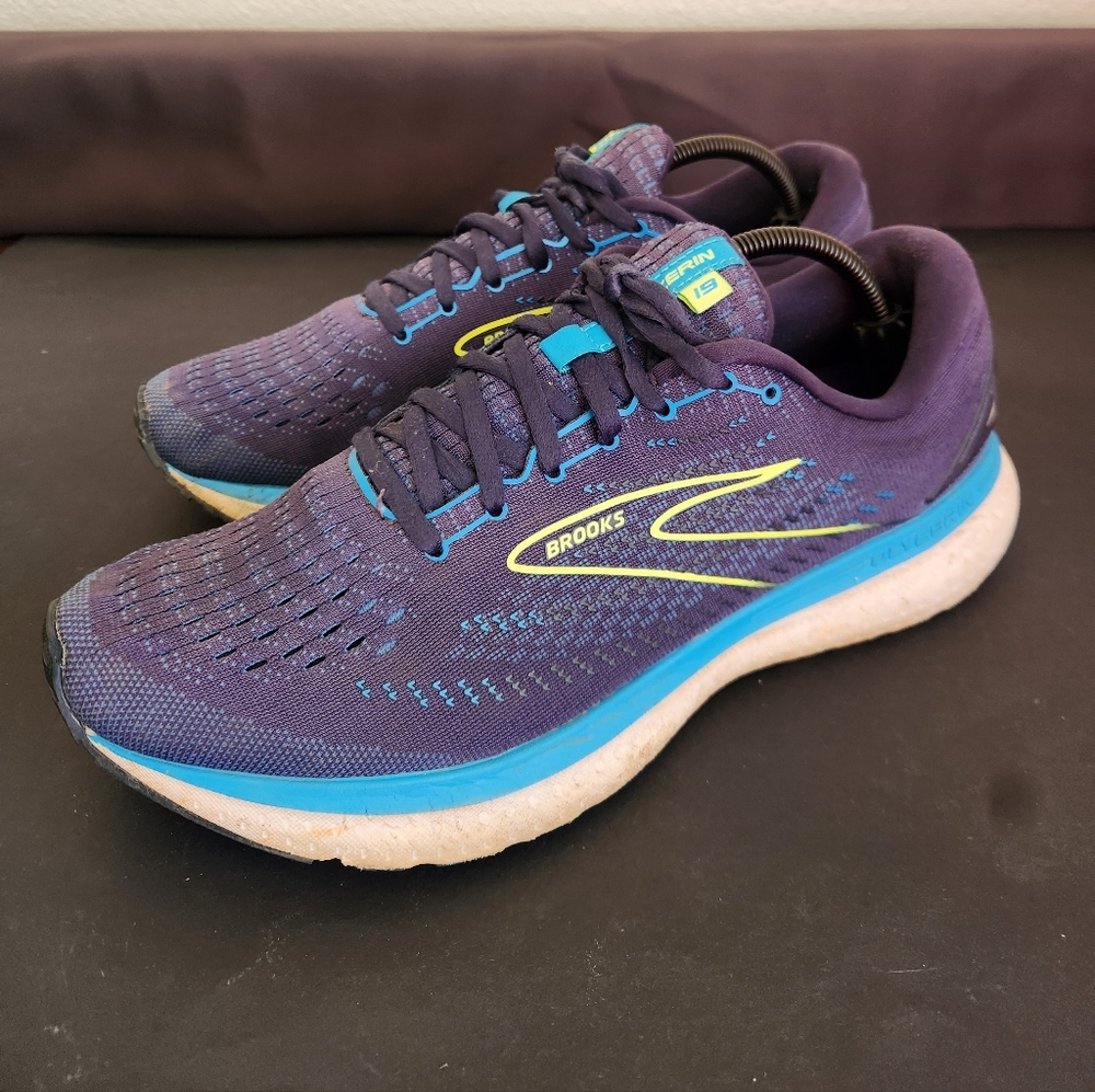 Brooks Glycerin 19 Navy and Aqua Running Shoes Size 12 Mens